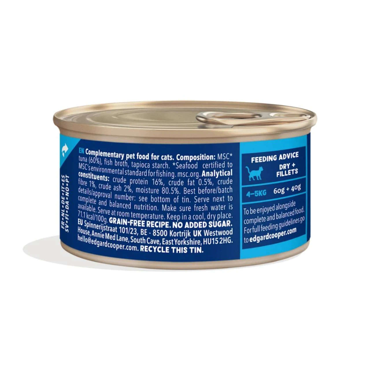 Edgard & Cooper kattefilet tun i bouillon 70 g